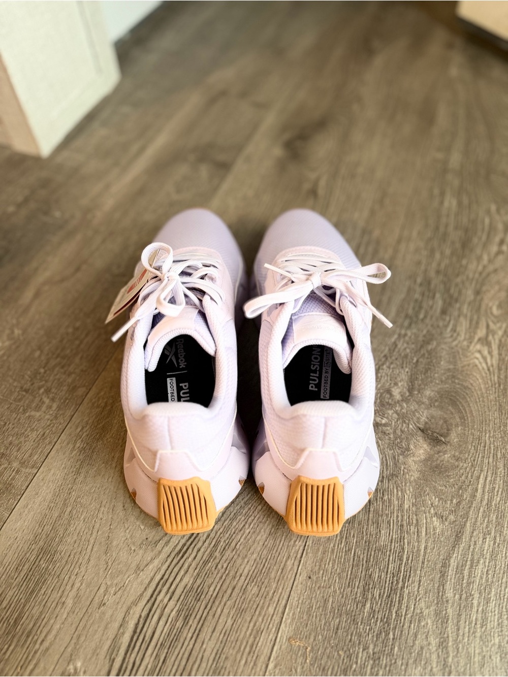 Reebok Women’s Pulsation Sneakers — Light Purple with Tan Heel Detail
